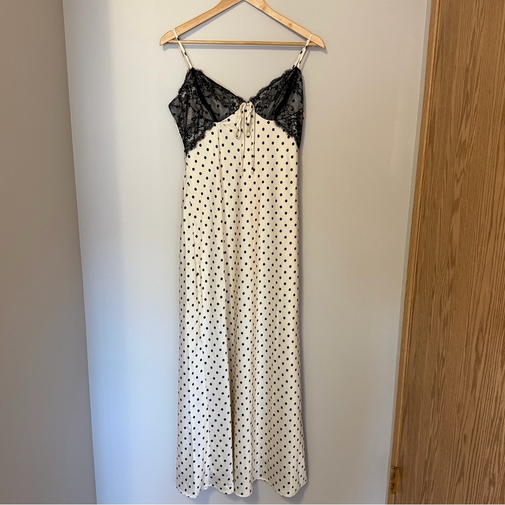 Polka Dot Maxi Dress Black and Cream